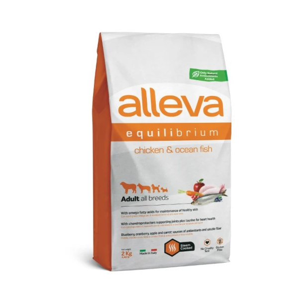 Храна за кучета alleva equilibrium all day maintenance adult all breeds с пиле и океанска риба 2 кг main product photo
