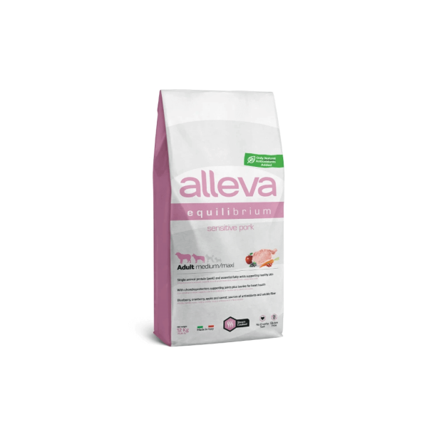 Храна за кучета alleva equilibrium sensitive adult medium/maxi със свинско 12 кг. main product photo