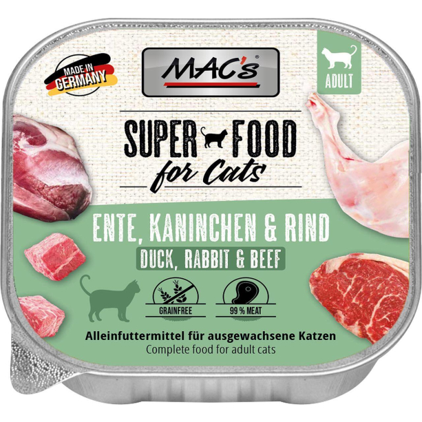 MAC'S CAT ADULT - пастет за пораснали котки, Патица, Заек и Говеждо, 85г main product photo