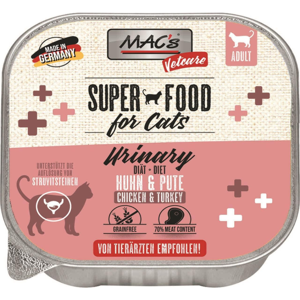 MAC'S CAT ADULT VETCARE URINARY - пастет за пораснали котки с уринарни проблеми, Пиле и Пуйка, 85г main product photo