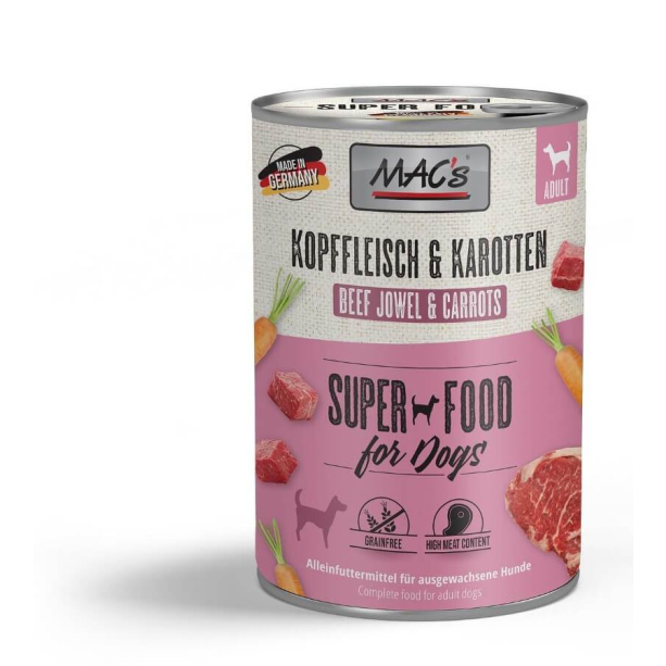 MAC'S DOG ADULT - за пораснали кучета, Говеждо и Моркови, консерва 400г main product photo