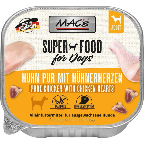 MAC'S DOG ADULT - пастет за пораснали кучета, Пиле и Пилешки Сърца, 150г main product photo