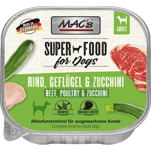 MAC'S DOG ADULT - пастет за пораснали кучета, Говеждо, Птиче и Тиквички, 150г main product photo