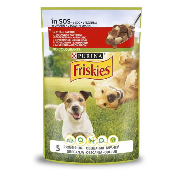 Purina Friskies за кучета в зряла възраст, Говеждо и картофи, Мокра храна, 85g main product photo