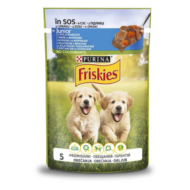 Purina Friskies Junior за малки кученца, Пиле и Морков, Мокра храна, 85g main product photo