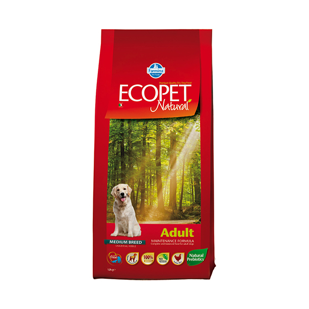 ECOPET NATURAL ADULT - Пълноценна храна за кучета в зряла възраст от средни породи 12кг. main product photo