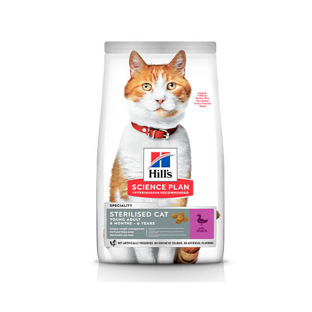 Hill's SP Feline Adult Sterilized Duck - За кастрирани котки над 1 г., Патица, 1.5кг main product photo