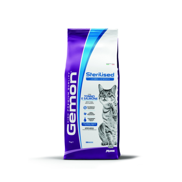 GEMON Sterilized tuna&salmon – за кастрирани котки с пуешко, суха храна 7кг. main product photo
