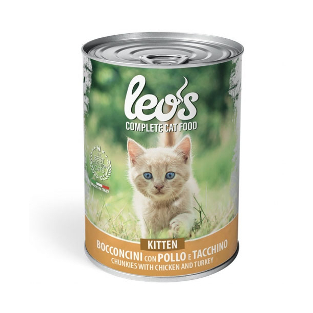 LEO’S Kitten chicken&turkey – за подрастващи котета с пилешко и пуешко, консерва 415гр. main product photo