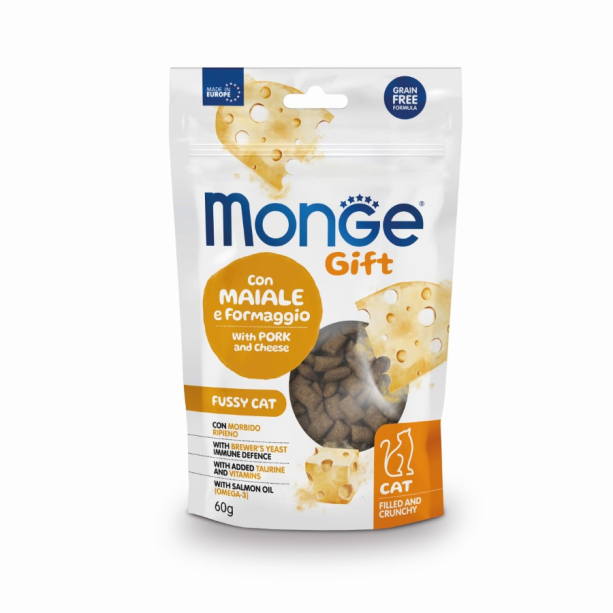 Monge Cat FILLED and CRUNCHY Fussy cat - със свинско и сирене /за капризни котки/, 60гр. main product photo