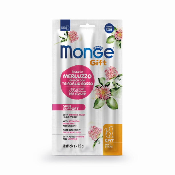 Monge SOFT STICKS Skin support - риба треска с детелина /за здрави кожа и козина/, 15гр. main product photo
