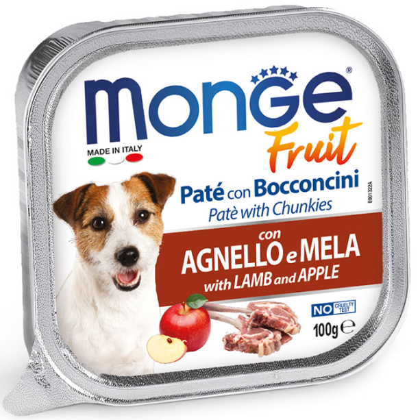 MONGE FRUIT DOG Lamb&Apples - пастет с хапки за кучета, Агнешко и Ябълка, терин 100г main product photo