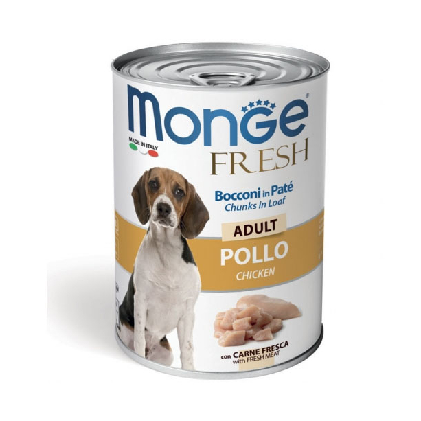 MONGE FRESH Adult Chicken – хапки за кучета в зряла възраст с пилешко, консерва 400гр. main product photo