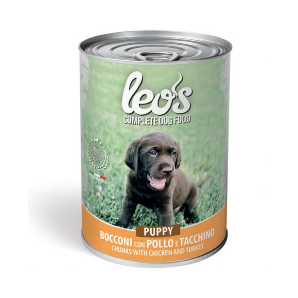 LEO’S Puppy&Junior chicken&turkey – за подрастващи кучета, с пилешко и пуешко, консерва 415гр. main product photo