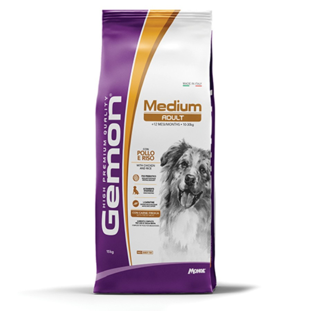 GEMON Medium adult chicken&rice- за кучета в зряла възрастот средни породи с пиле и ориз, 15кг. main product photo