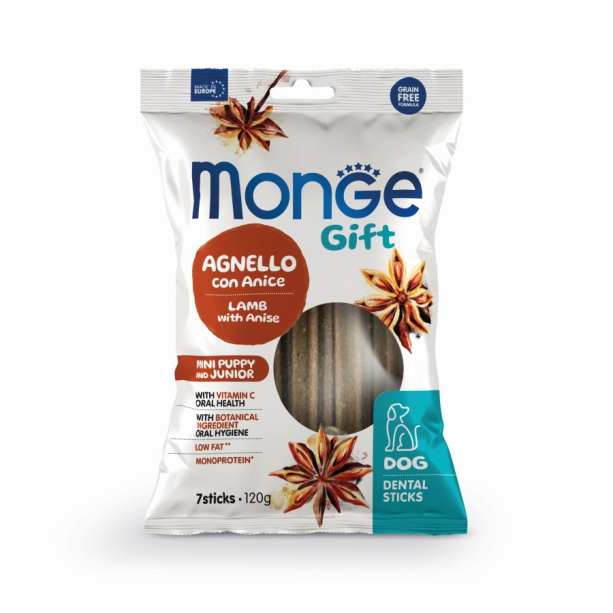 Monge Dental Sticks Puppy&Junior Mini - агнешко и анасон /за малки кученца от мини/, 120гр. main product photo